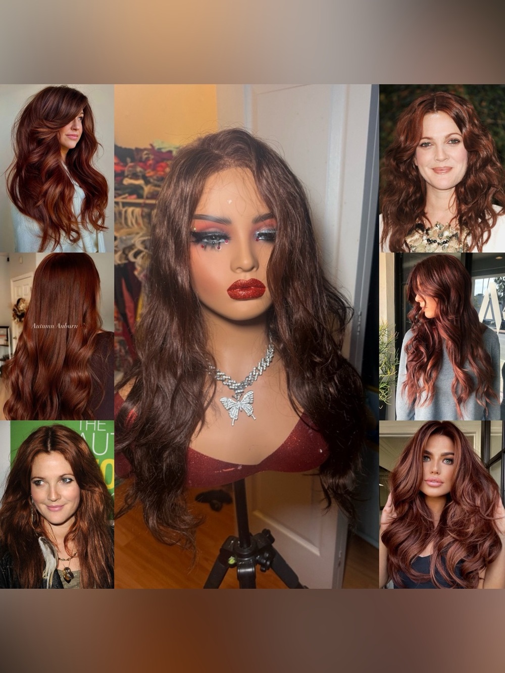 100% Human Hair Brown Auburn Lace Front Wig - 13x4 Lace